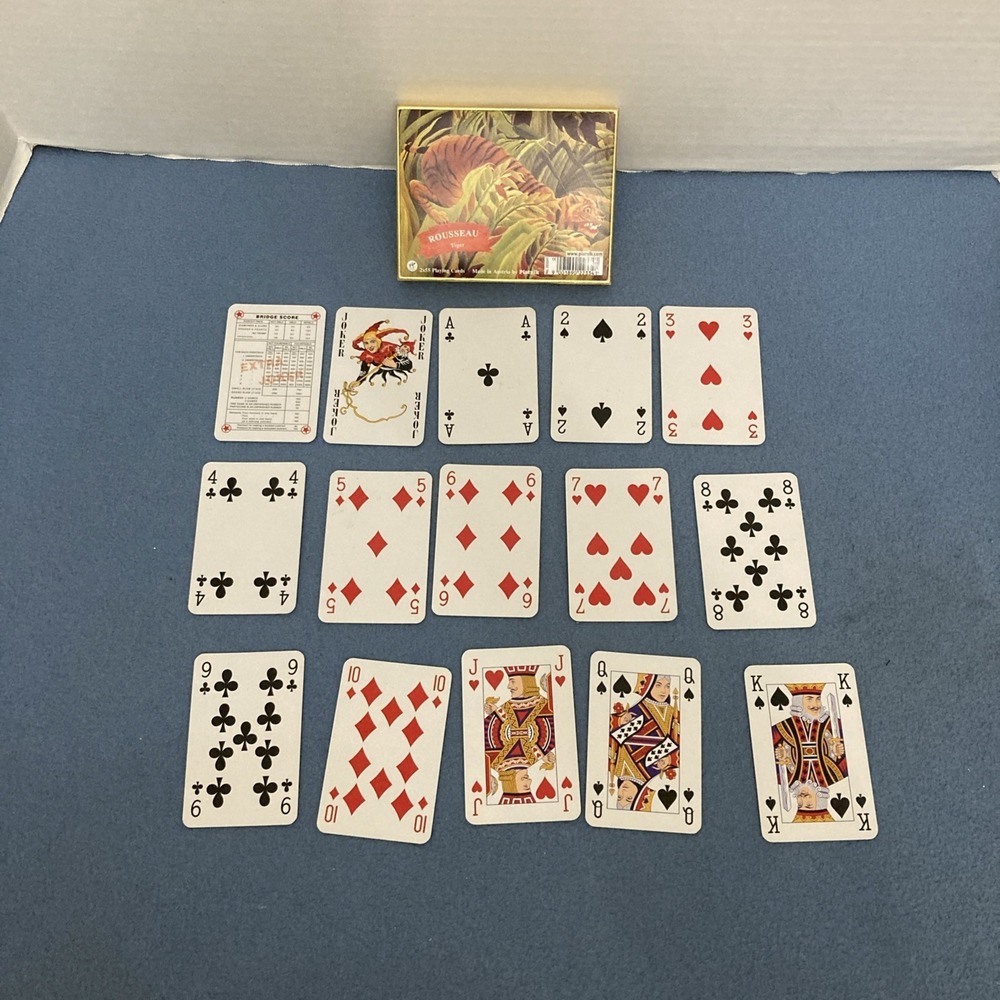 Piatnik Rousseau Tiger Double Deck Playing Cards 2x55 w/Jokers & Bridge Scoring